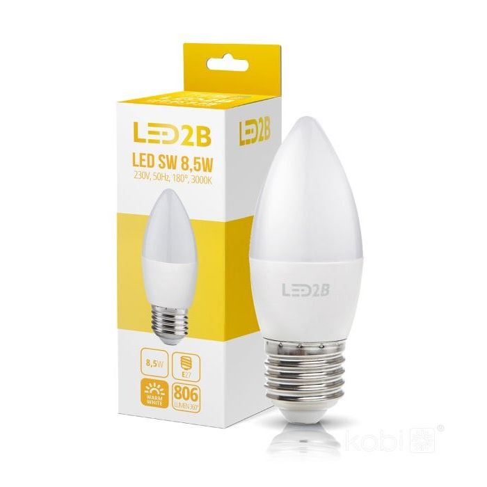 Ampoule LED flamme lisse E27 3000K 8,5K 806L