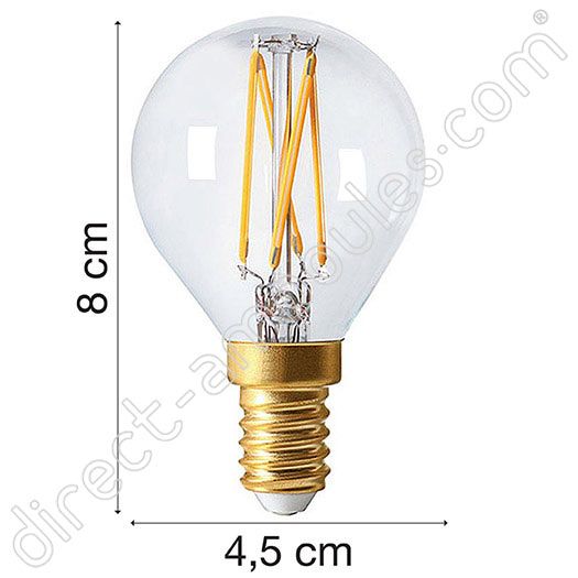 Ampoule LED Fil. Sphérique claire 2700K 4W E14 -dimmable