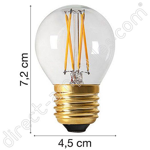 Ampoule LED Fil. Sphérique claire E27 4W 2700K dim.