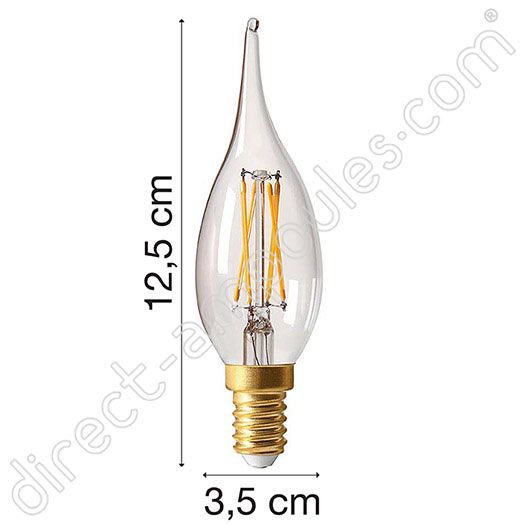 Ampoule LED Fil. Flamme GS4 Claire E14 4W 2700K dim.