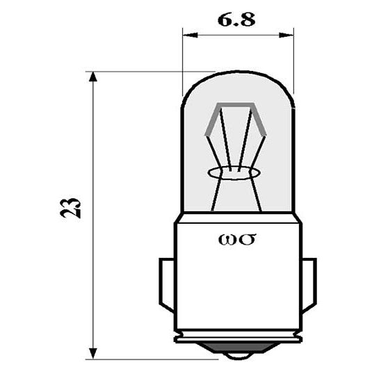 Ampoule miniature 3000K Ba7s T6.8x23 24V 50mA C-2F 5000H