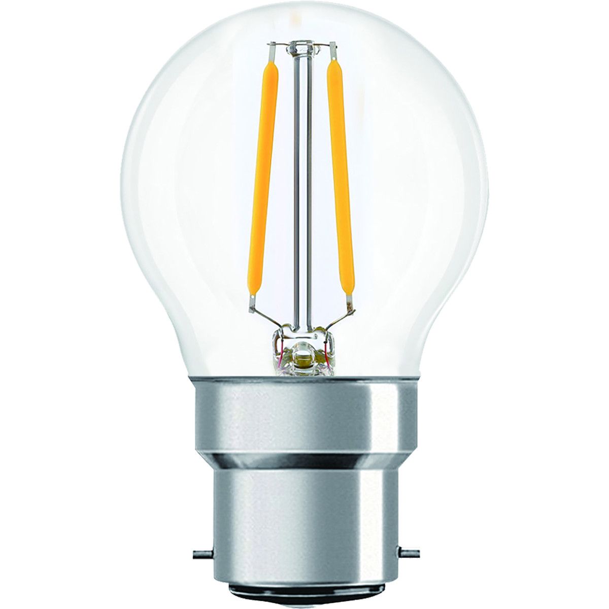 Ampoule LED Fil. (D) mini sphér. P45 claire 2700K 2,5W 250L B22 free-flicker - Bx1