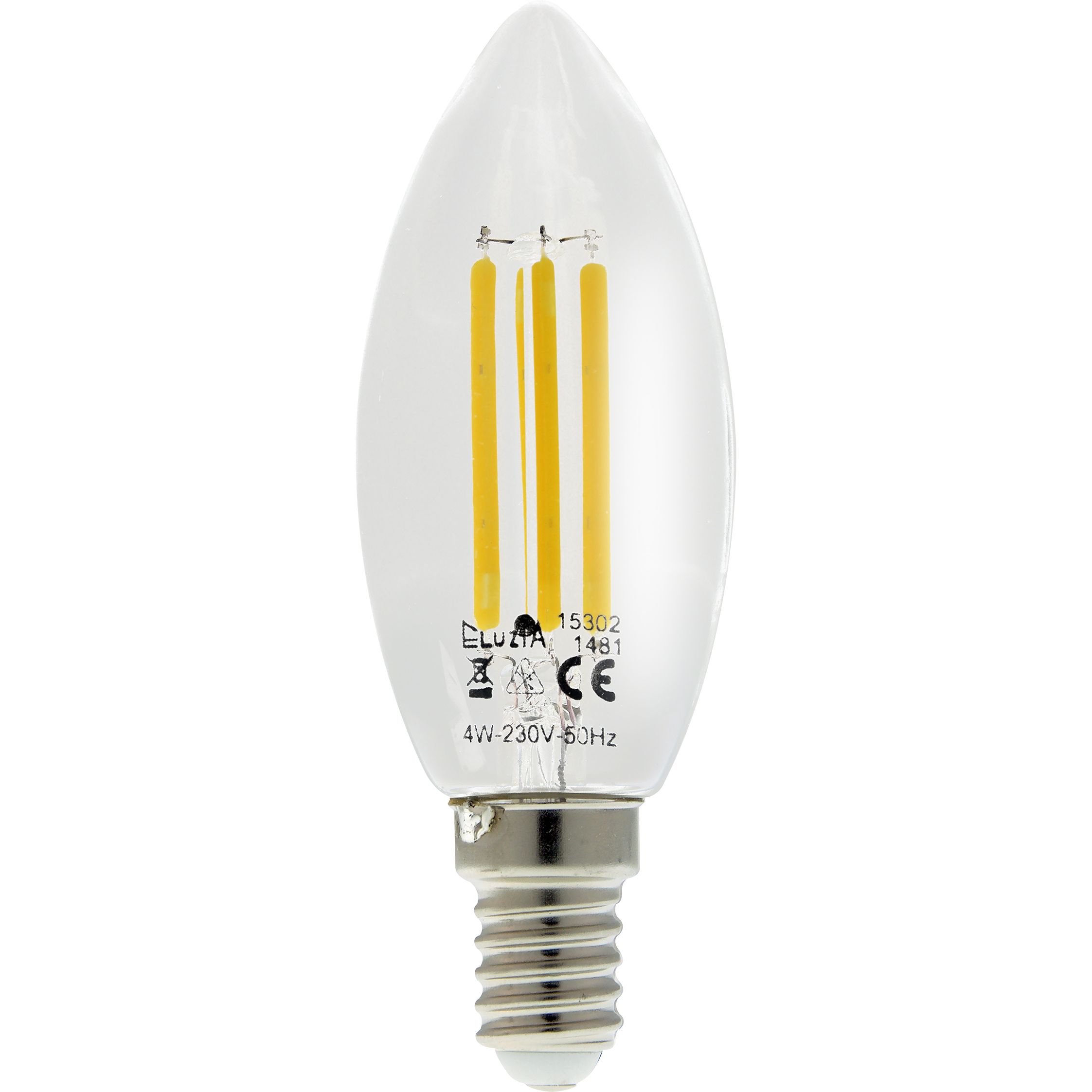 Ampoule LED Fil. (D) Flamme claire 3000K 4W 320L E14