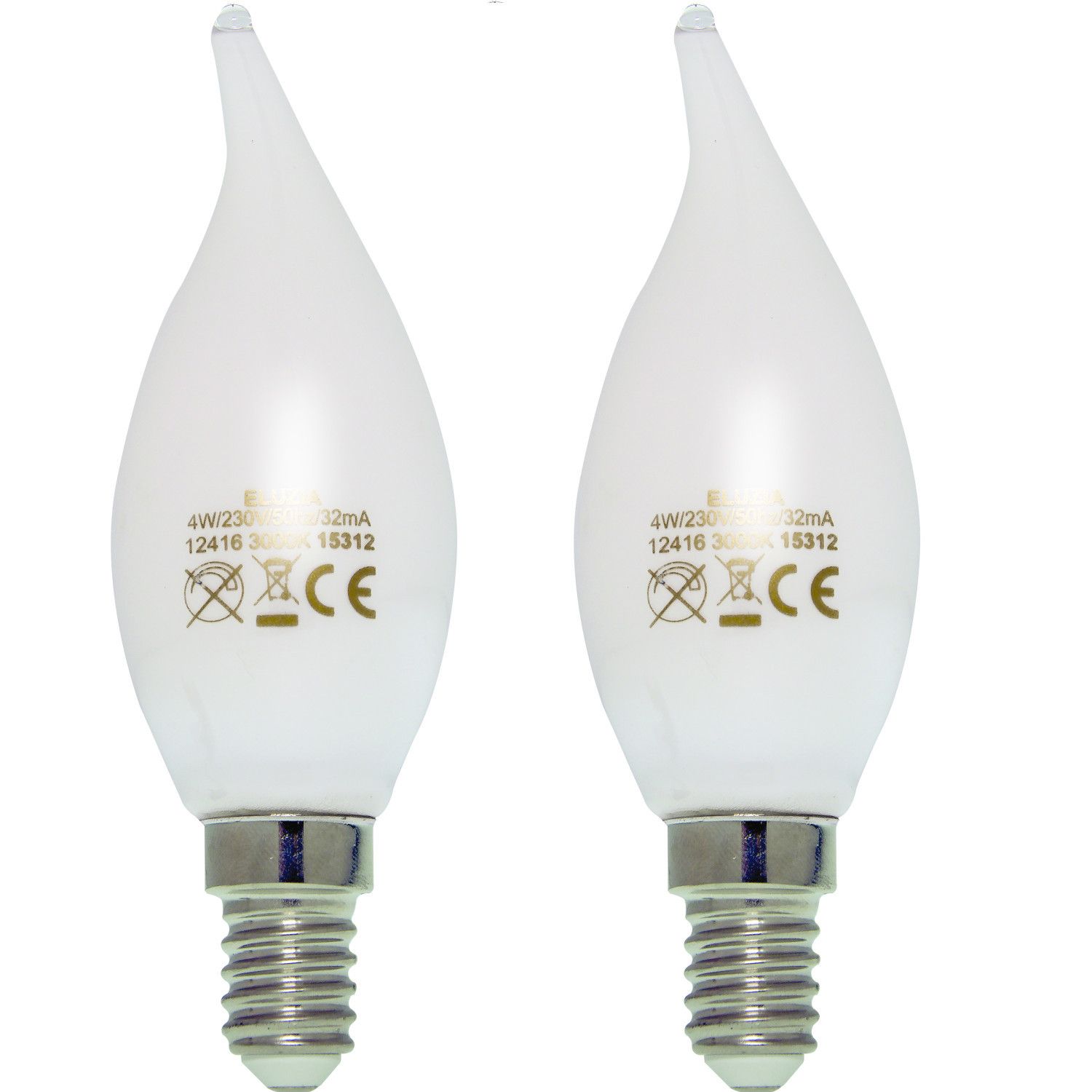 Ampoule LED Fil. (D) Flamme CDV Milky 2700K 4W 470L E14 -x2