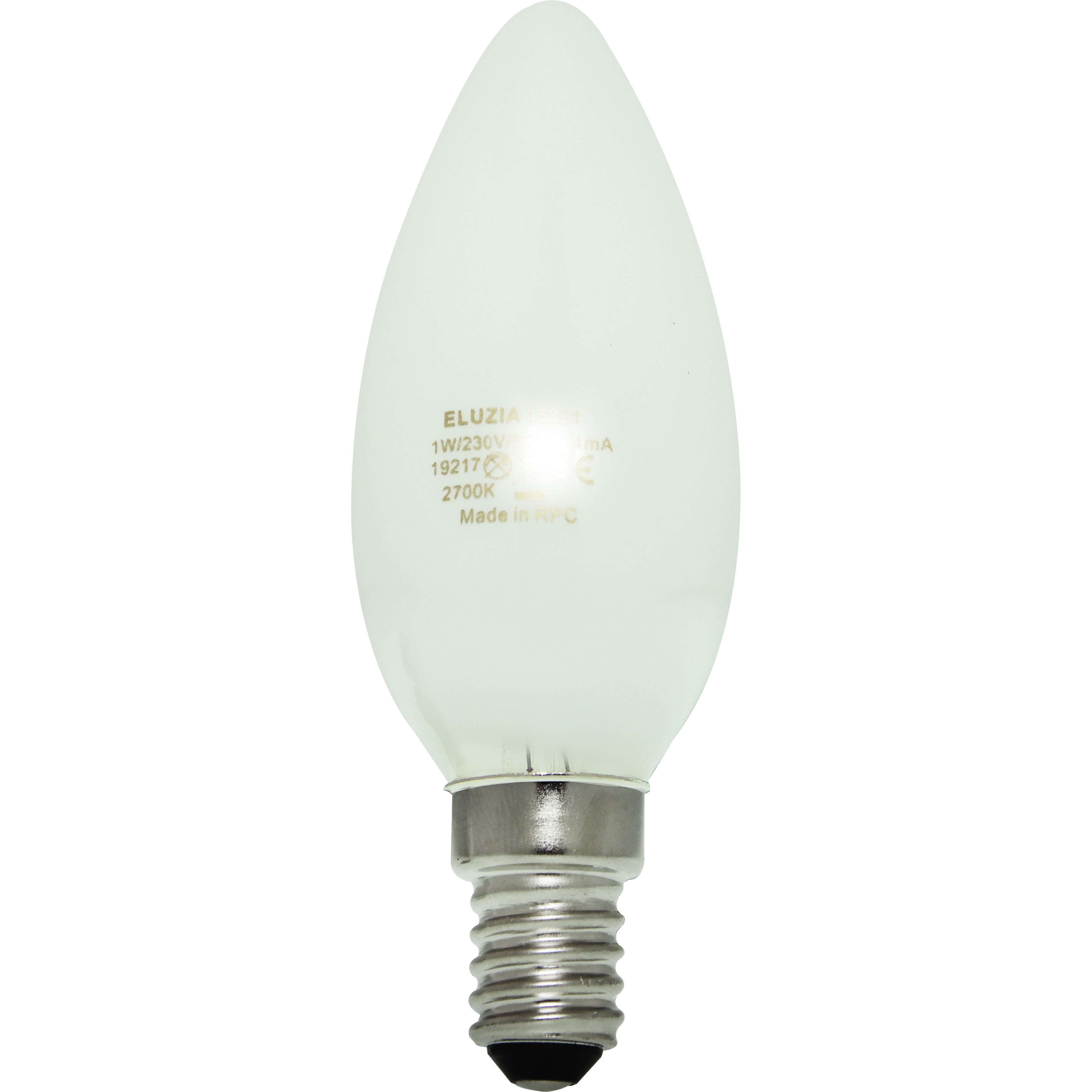 Ampoule LED Fil. (D) Flamme lisse Milky 4000K 1W 100L E14