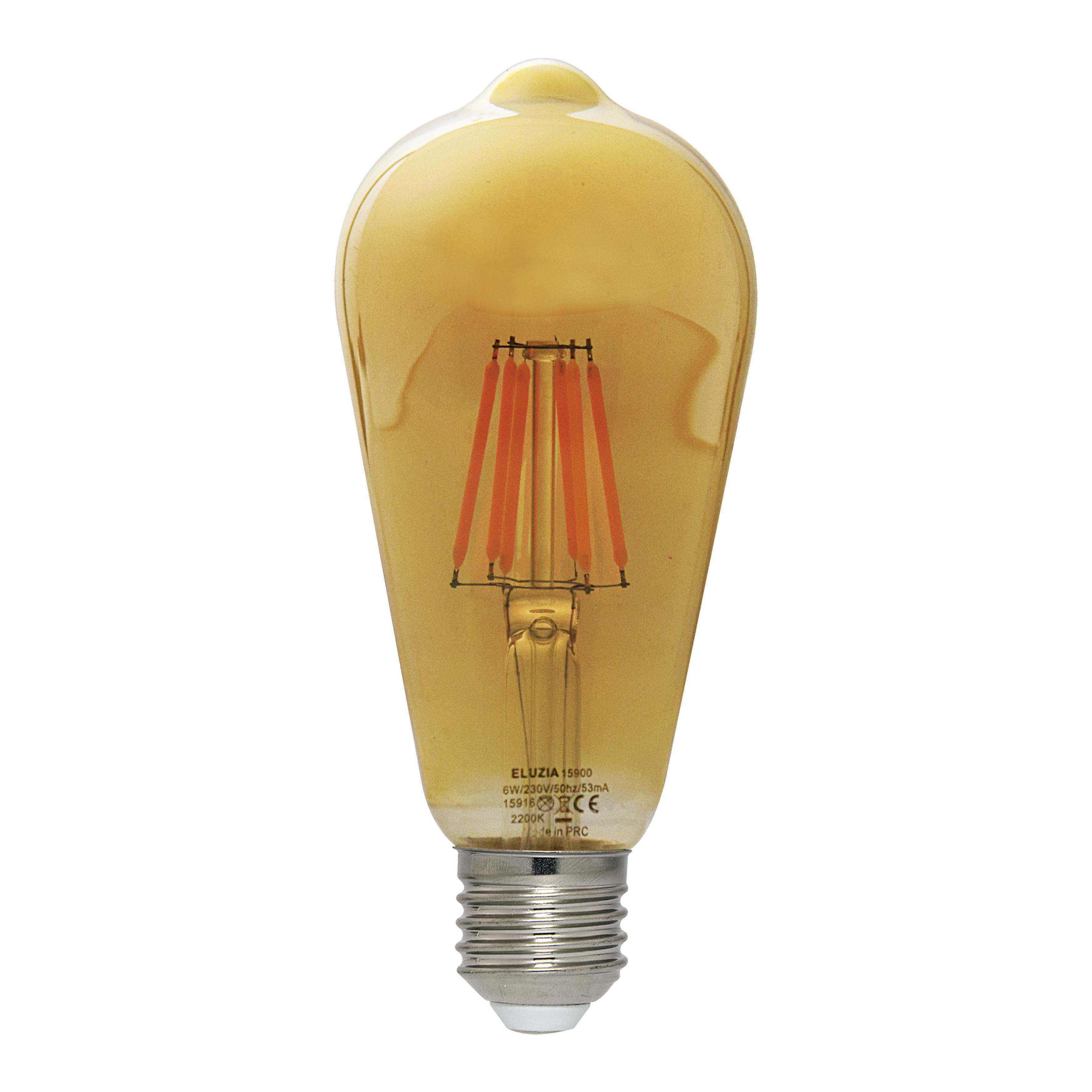 Ampoule LED Fil. (D) Edison ST64 ambré 2200K 6W 660L E27