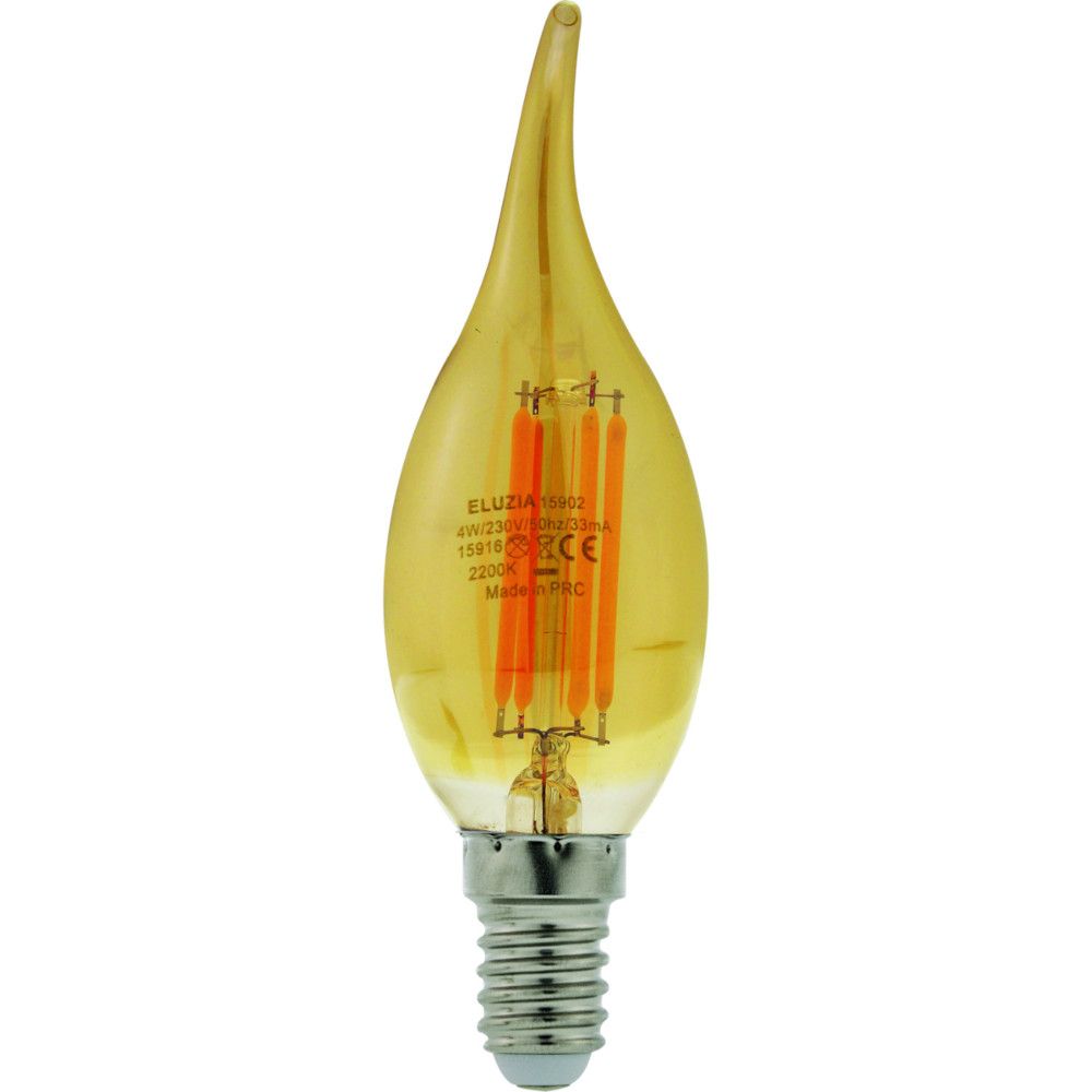 Ampoule LED Fil. (D) Flamme CDV ambré 2200K 4W 440L E14