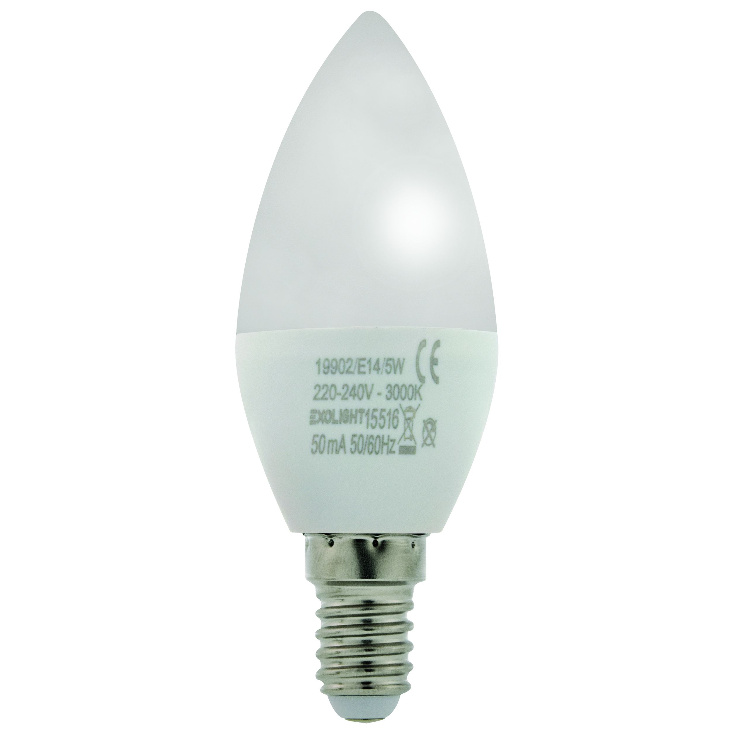 Ampoule LED Flamme lisse opale 3000K 5W 470L E14 -x2