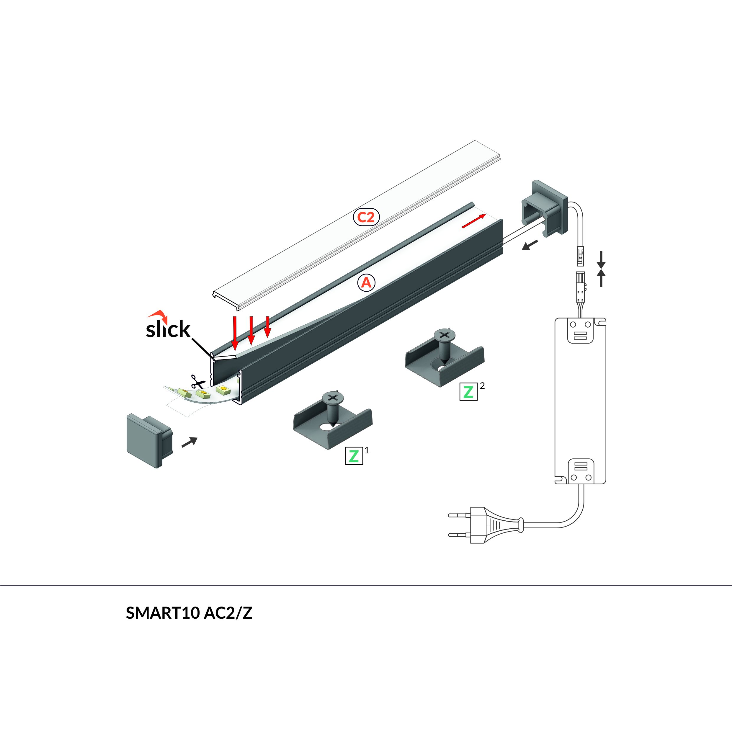 Terminaison SMART-IN10 gris passage de câble (set de 2)