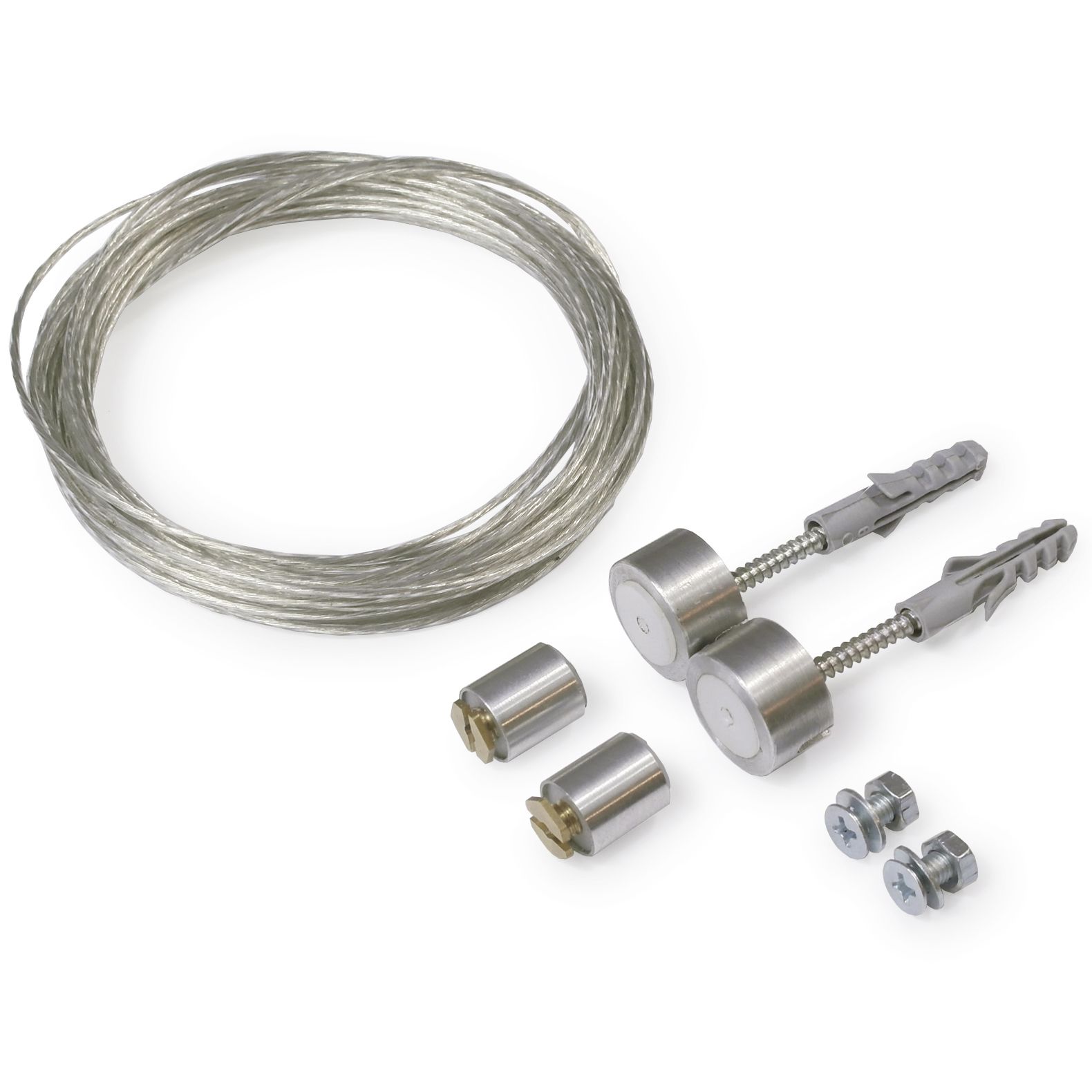 Câble acier SELV + support de fixation argenté (set de 2)