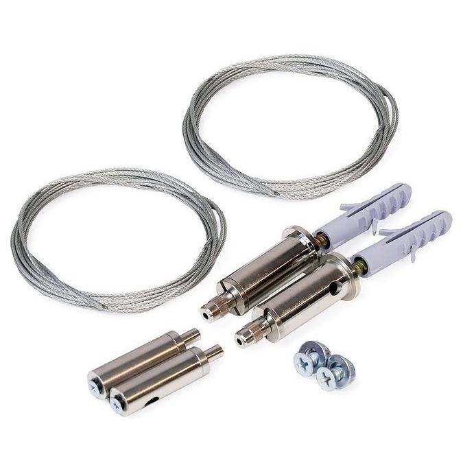 Câble acier 1m50 + support de fixation chrome (set de 2)