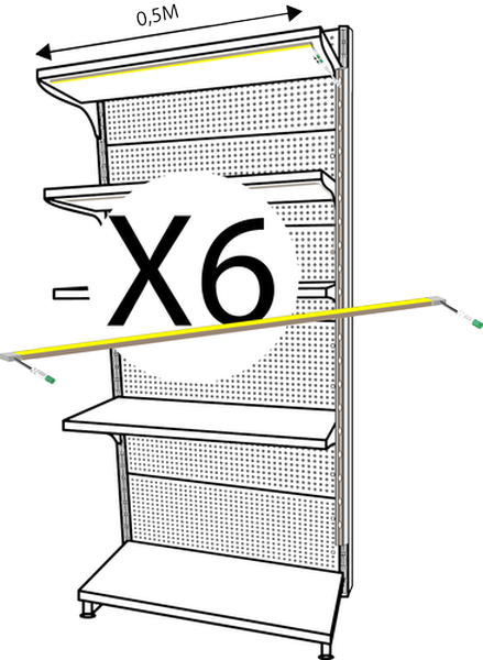 KIT LED RAYON - 6 réglettes de 0m50 9,6W/m 5000K IRC90 - driver 60W