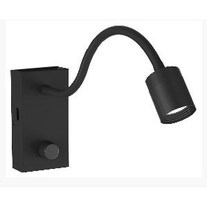 Liseuse LED noire sur flexible avec interrupteur intégré 3W 3000K