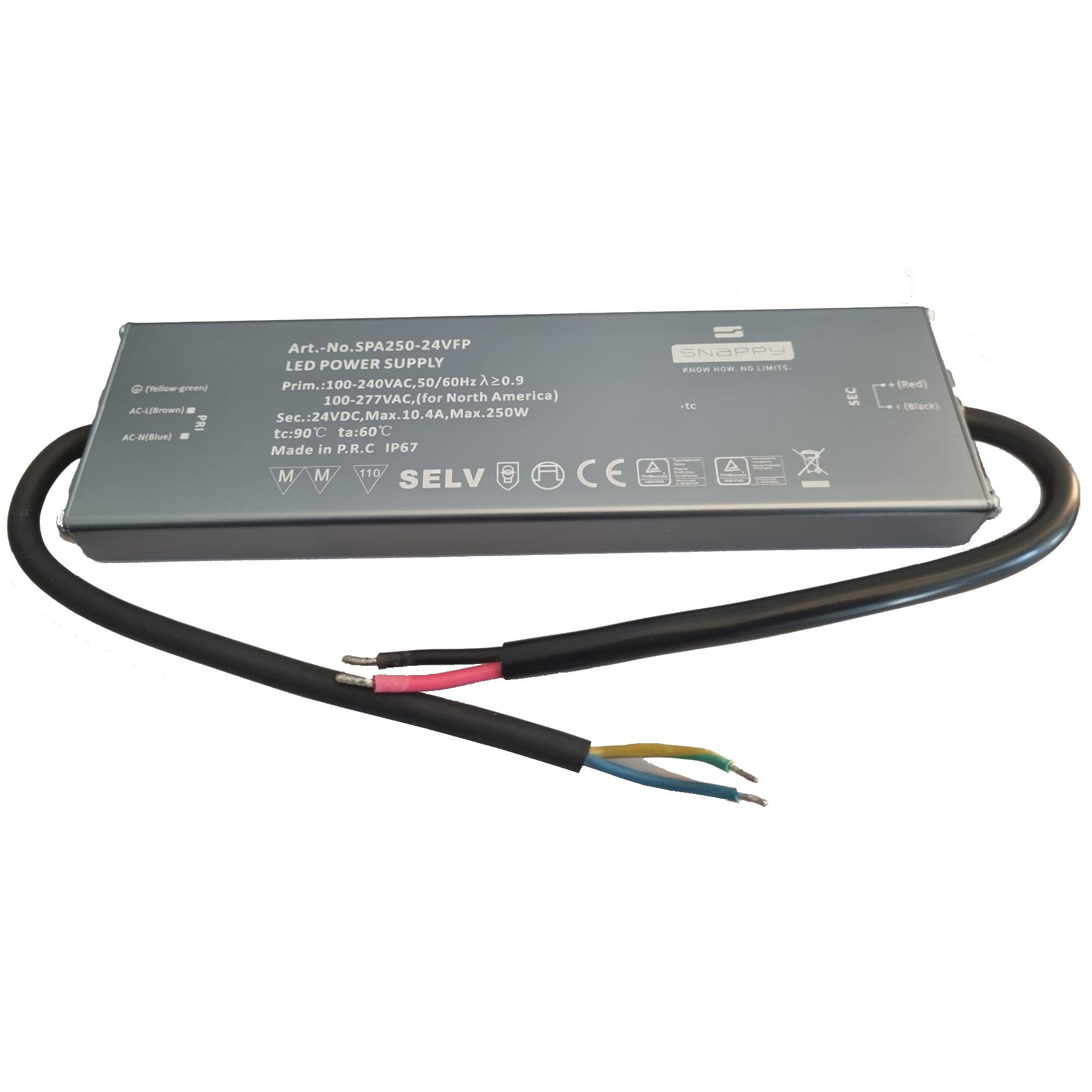 Driver IP67 Snappy 24V 250W slim