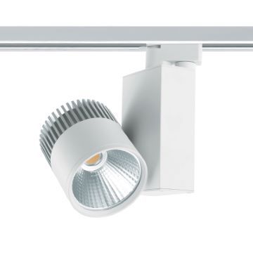 Projecteur blanc LED COB 3 phases sur rail 30W 3120Lm 4000K 24° IRC80
