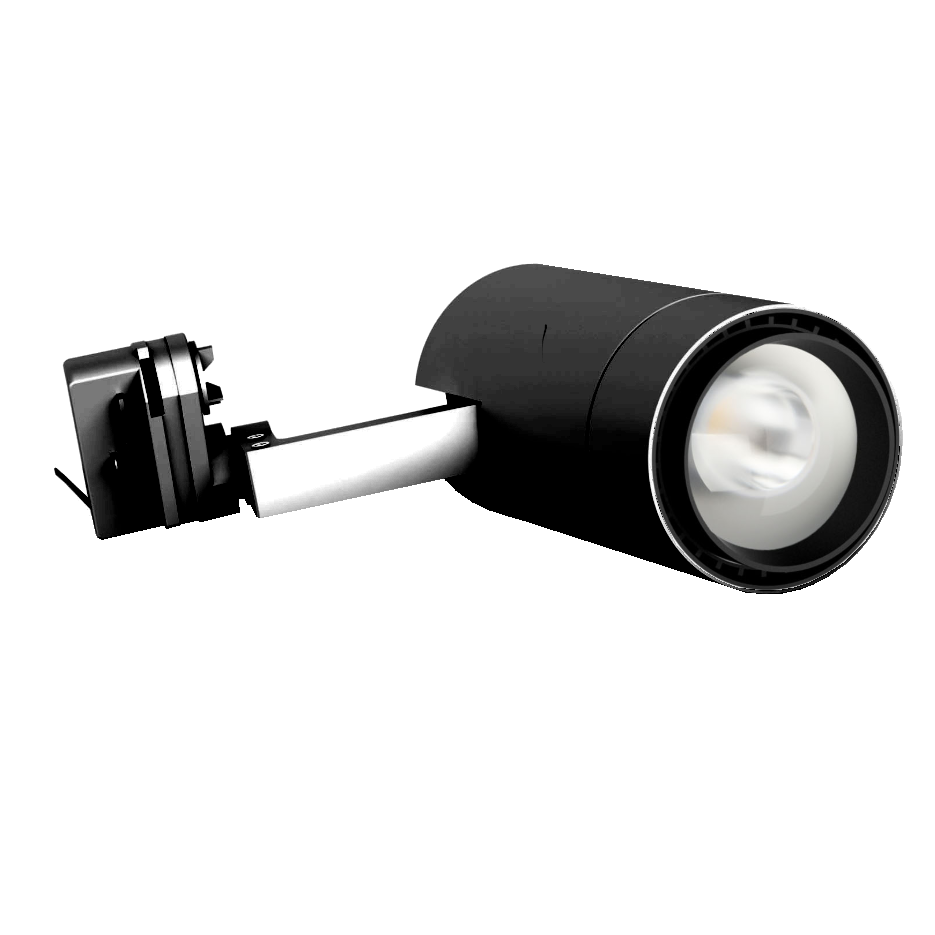 Projecteur Noir LED COB 3 phases sur rail 35W 3720L 4000K 10-60° IRC90