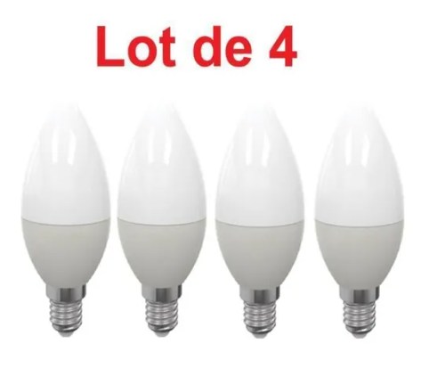 Ampoule LED SMD Flamme lisse opale 3000K 5W 470L E14 -Bx4