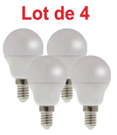 Ampoule LED SMD mini sphér. P45 opale 3000K 5W 470L E14 -Bx4