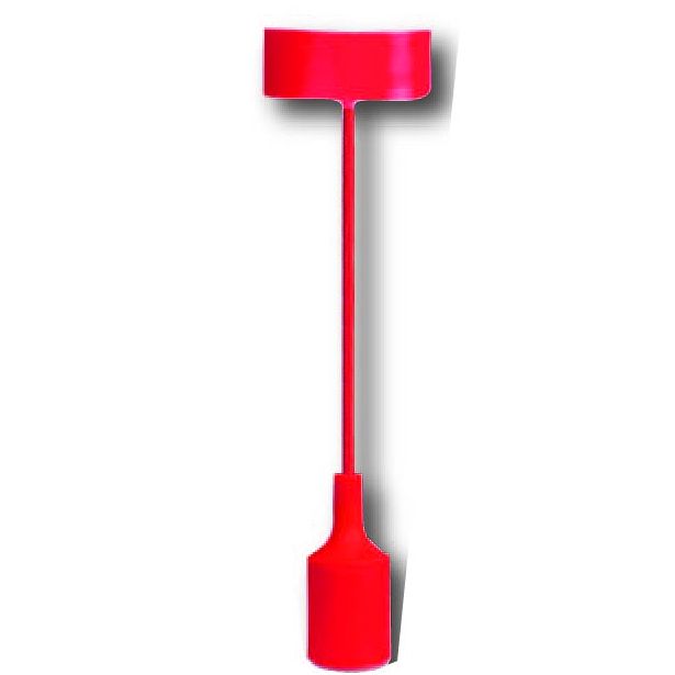 Luminaire silicone rouge : douille E27 + rosace + câble textile 1m