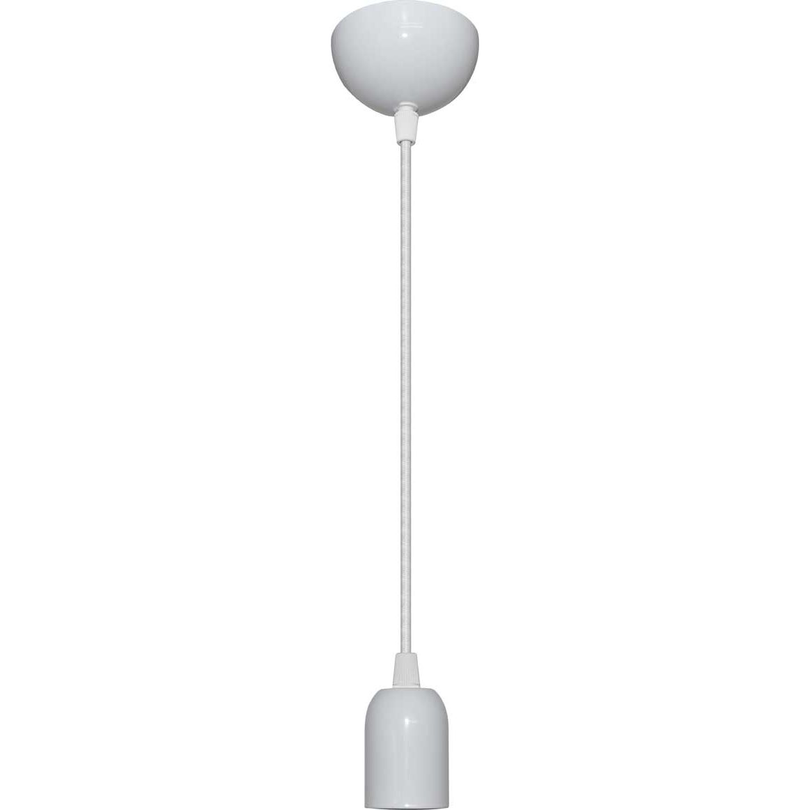 Suspension Déco métal blanc pavillon et cache-Douille E27 câble tissu 0,60