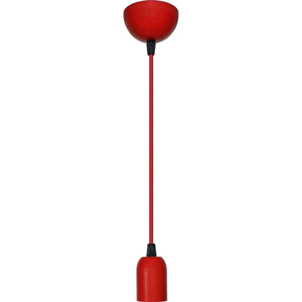 Suspension Déco métal rouge pavillon et cache-Douille E27 câble tissu 1,50