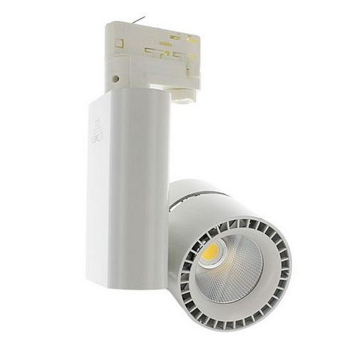 Projecteur blanc LED COB 3 phases sur rail 28W 3750Lm 3000K 24° IRC90