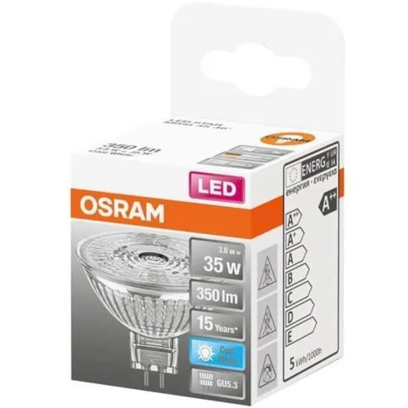 OSRAM Spot MR16 LED 36 verre 3,8W GU5,3 350lm 4000K - Blanc froid