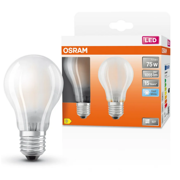Ampoule LED A75 Opale 4000k 7.5W 1055L E27 X2