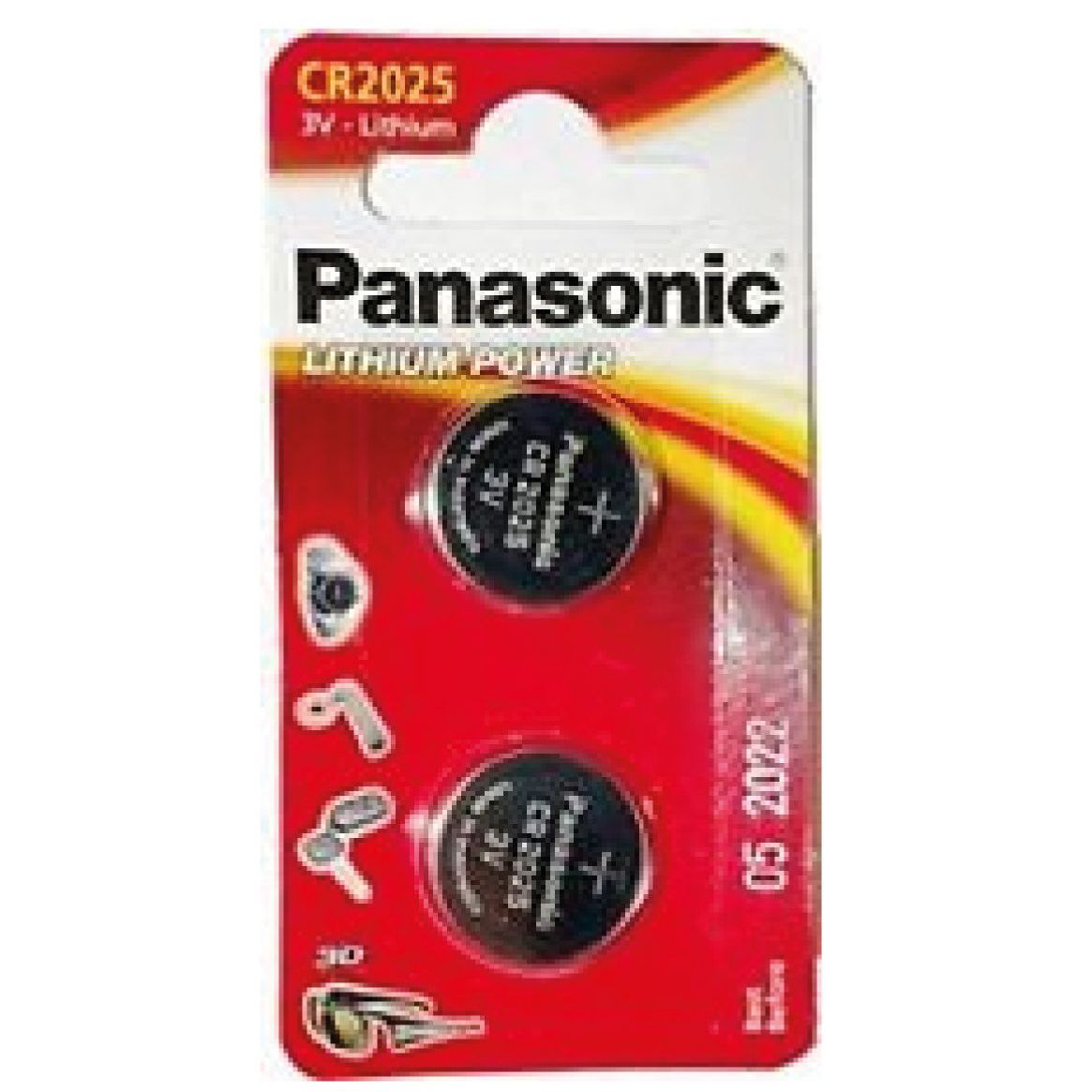 Pile bouton lithium CR2025 Panasonic -x2