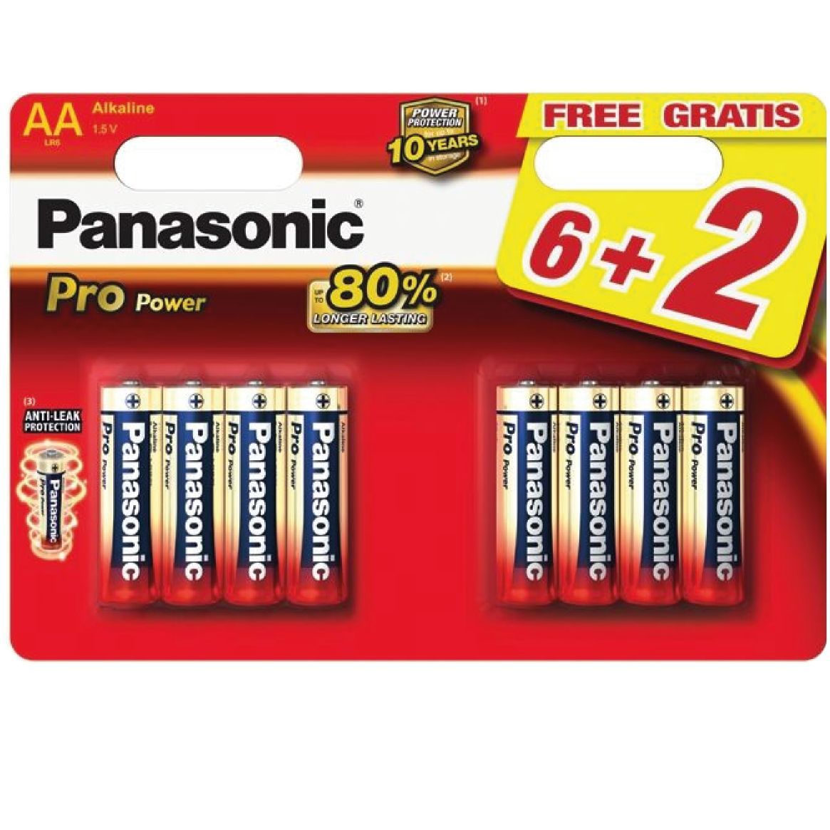 Pile Alcaline Panasonic LR03 AAA PRO POWER -x6+2