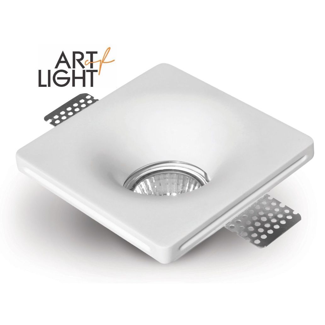 Enjoliveur plâtre à encastrer carré ODEON 120x120mm pour ampoule PAR16 (GU10)