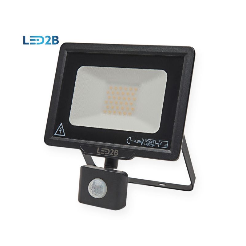 Projecteur LED 2B IP65 4000K 30W 2400L noir avec détecteur