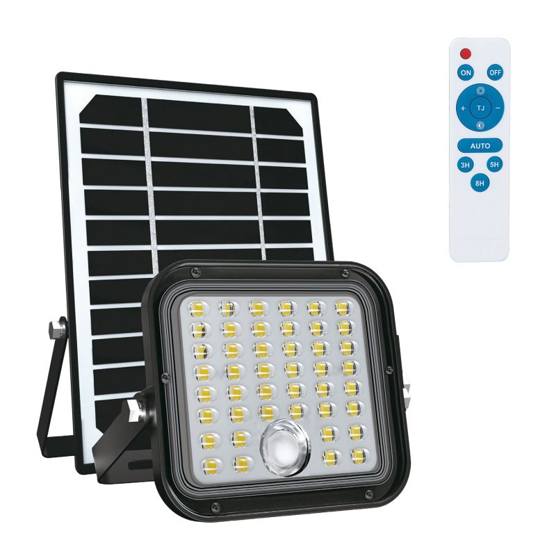 Projecteur solaire 4000K 10W 1500Lm + panneau solaire déporté avec PIR