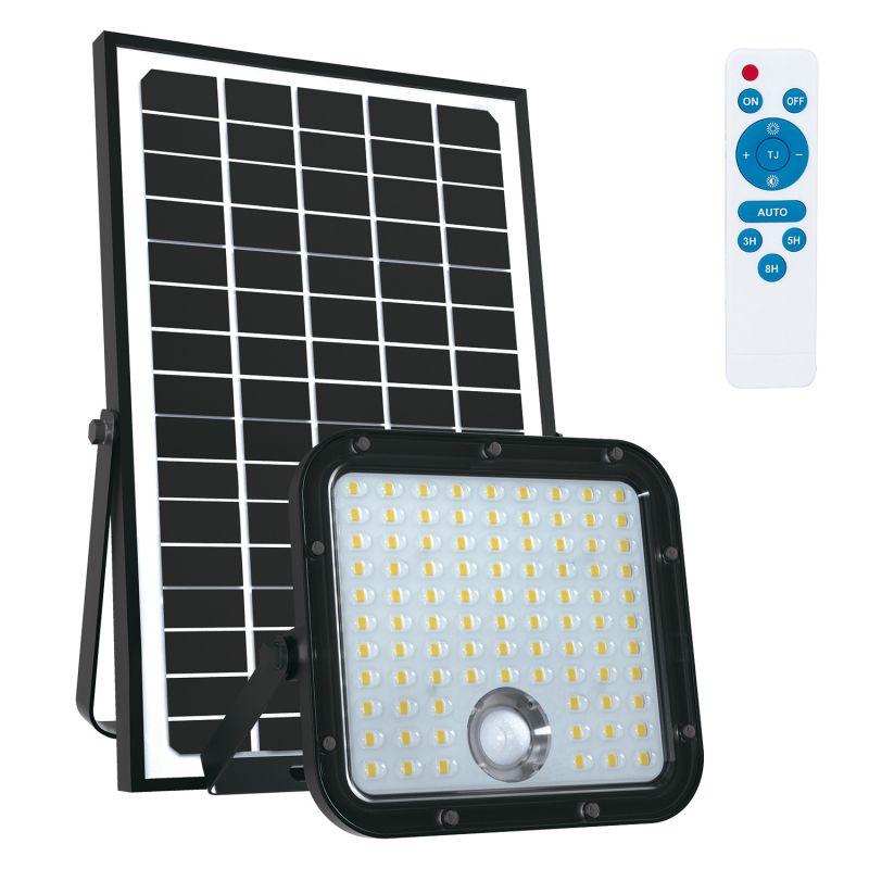 Projecteur solaire 4000K 30W 4800Lm + panneau solaire déporté avec PIR