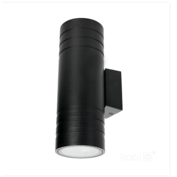 Applique noire alu et verre pour LED GU10