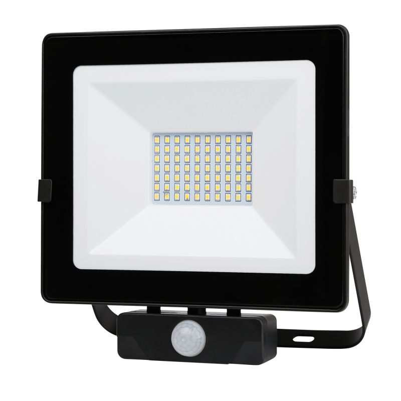 Projecteur LED MHN IP65 4000K 50W 4500L noir avec détecteur