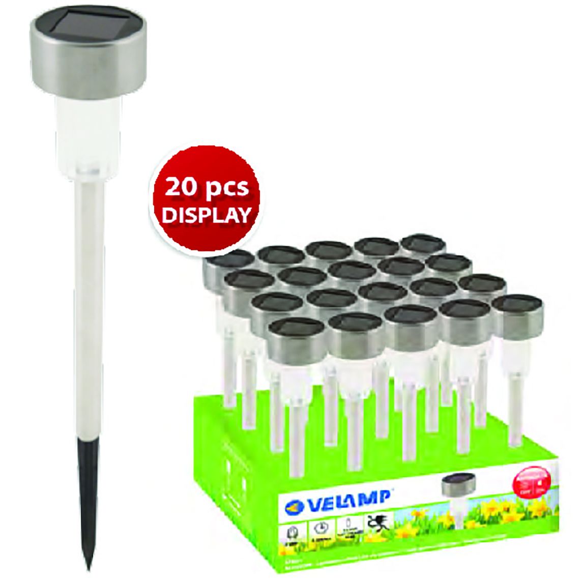 Borne solaire LED aluminium 1.2v Ni-Mh autonomie 8h 1 LED - SPK03