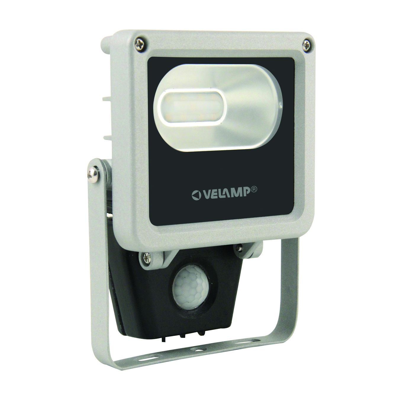 Projecteur LED 10W 600L 4000K IP44 Silver + détect mvt