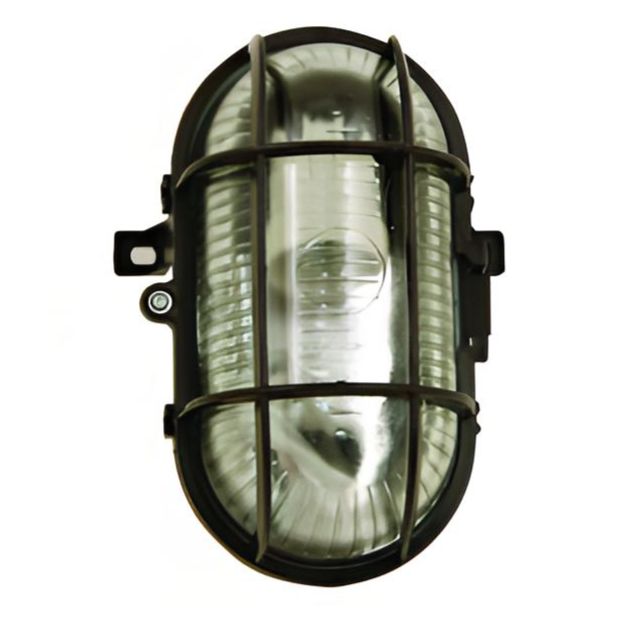 Hublot ovale en verre et plastique E27 Noir